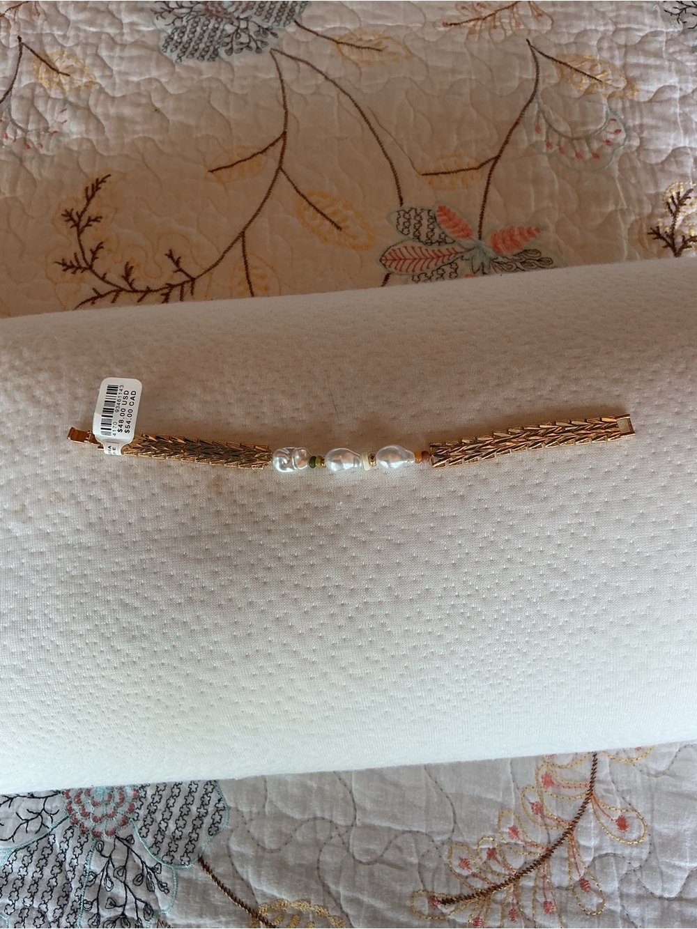Anthropologie Gold-Tone Bracelet with White Pearls